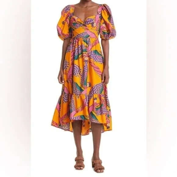 NWT Farm Rio Beaded Macaws Midi Dress Size L